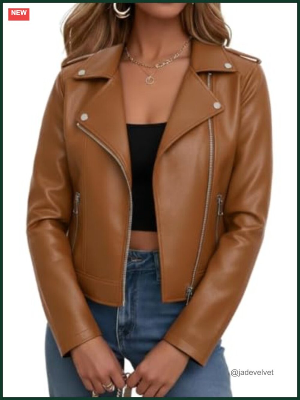 Faux Leather Women Cropped Moto Jacket Short Zip Up Edgy Concert Outfit